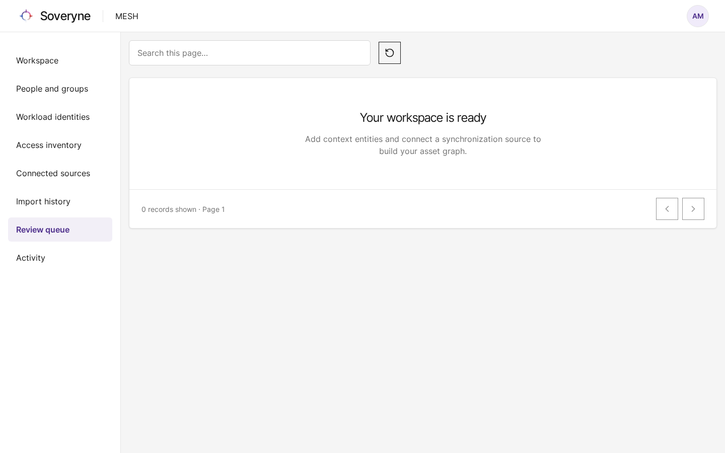 The Review queue page in MESH